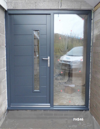 contemporary grey door and sidelight