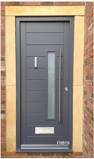 contemporary door framed horizontal boarded