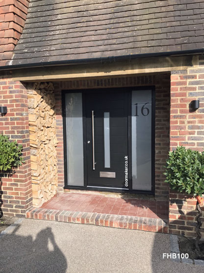 contemporary front door and frame with sidelights black