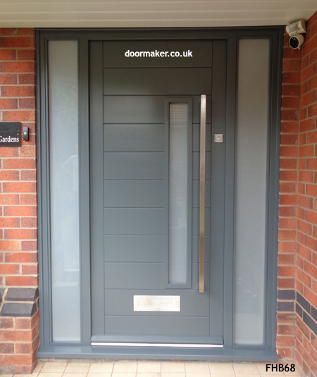 contemporary grey door and frame sidelights