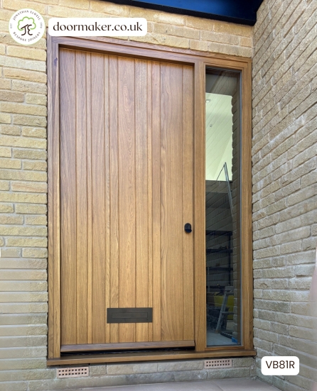 contemporary front door random width boards european oak with black door furniture