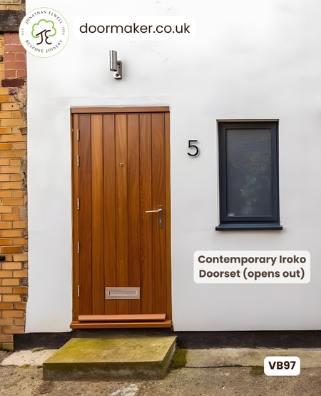 contemporary iroko doorset multipoint lock
