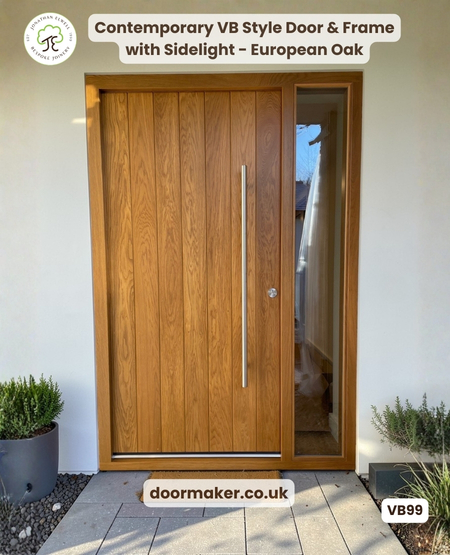 contemporary oak door with sidelight