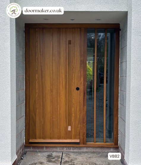 contemporary iroko door with iroko slats ridge door