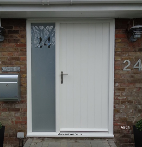 white contemporary door and sidelight