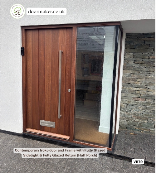 contemporary iroko door and porch solid wood