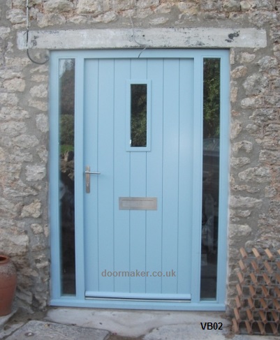contemporary door vertical boards blue