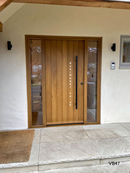 oak contemporary doors and sidelights