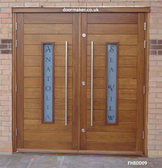 contemporary iroko double doors