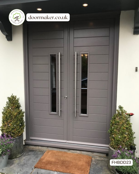 modern double doors and frame painted volcanic ash