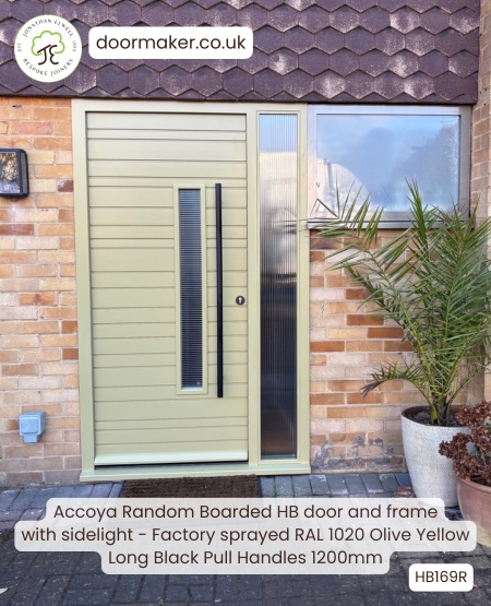 contemporary door finished in RAL1020 Olive Yellow