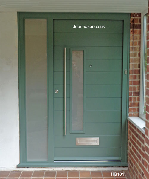 contemporary door with sidelight green smoke