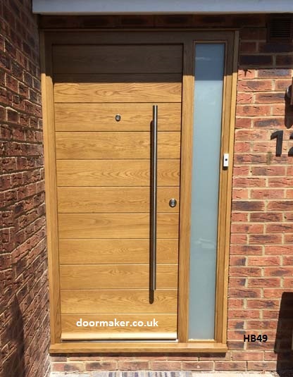 contemporary oak door and frame with sidelight