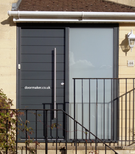 anthracite grey contemporary door and equal sidelight