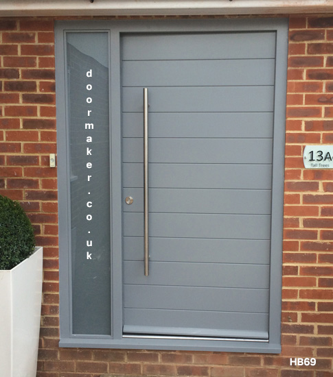 contemporary grey door and sidelight