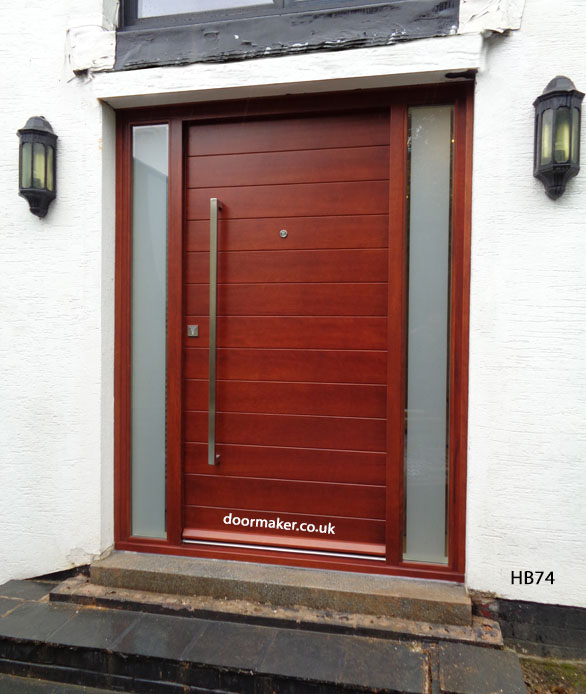 contemporary iroko door and sidelights